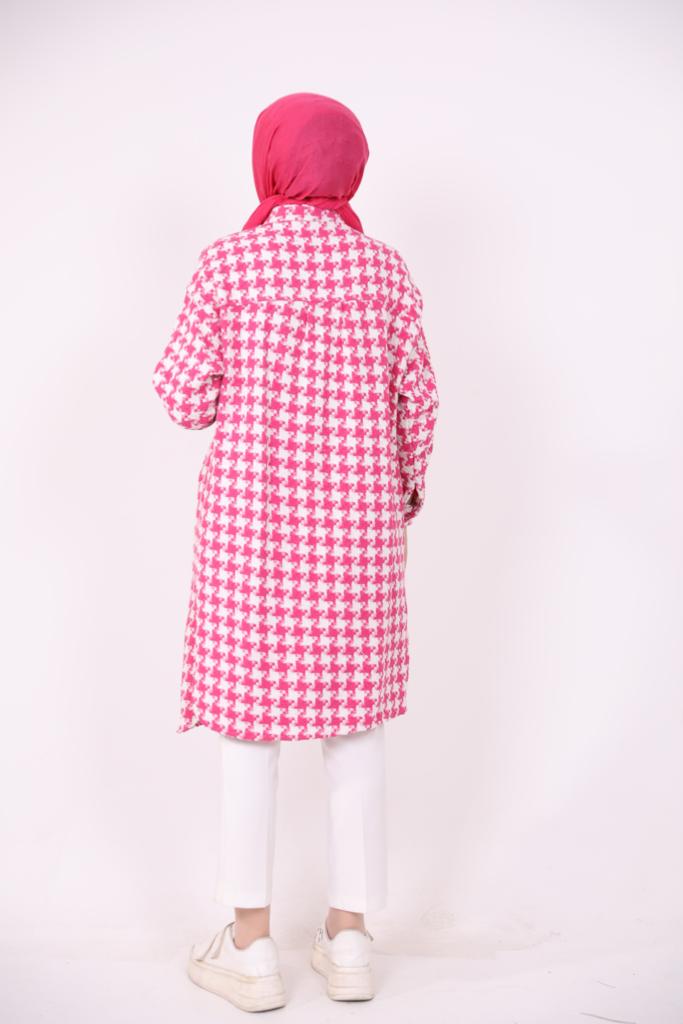 Houndstooth Araboy Double Pocket Shirt Pink