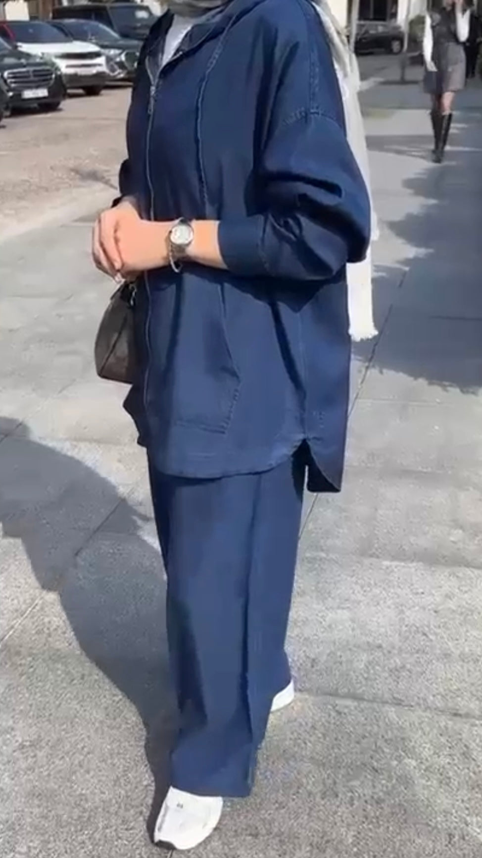 Kapüşonlu Fermuarlı Tansel Takım Koyu Mavi