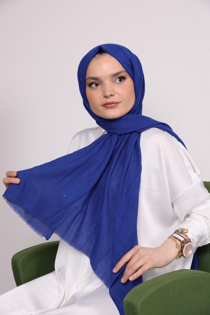 Bamboo Model Shawl Saks Blue