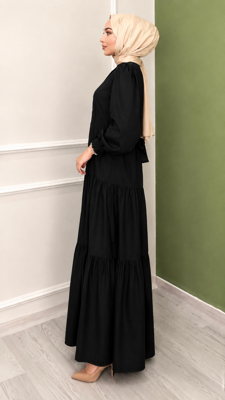 Önü Düğmeli Salaş Model Elbise Siyah