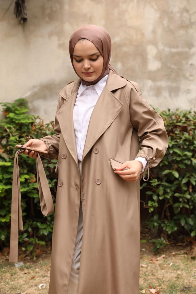 Oversized Trench Mink with Tied Sleeves