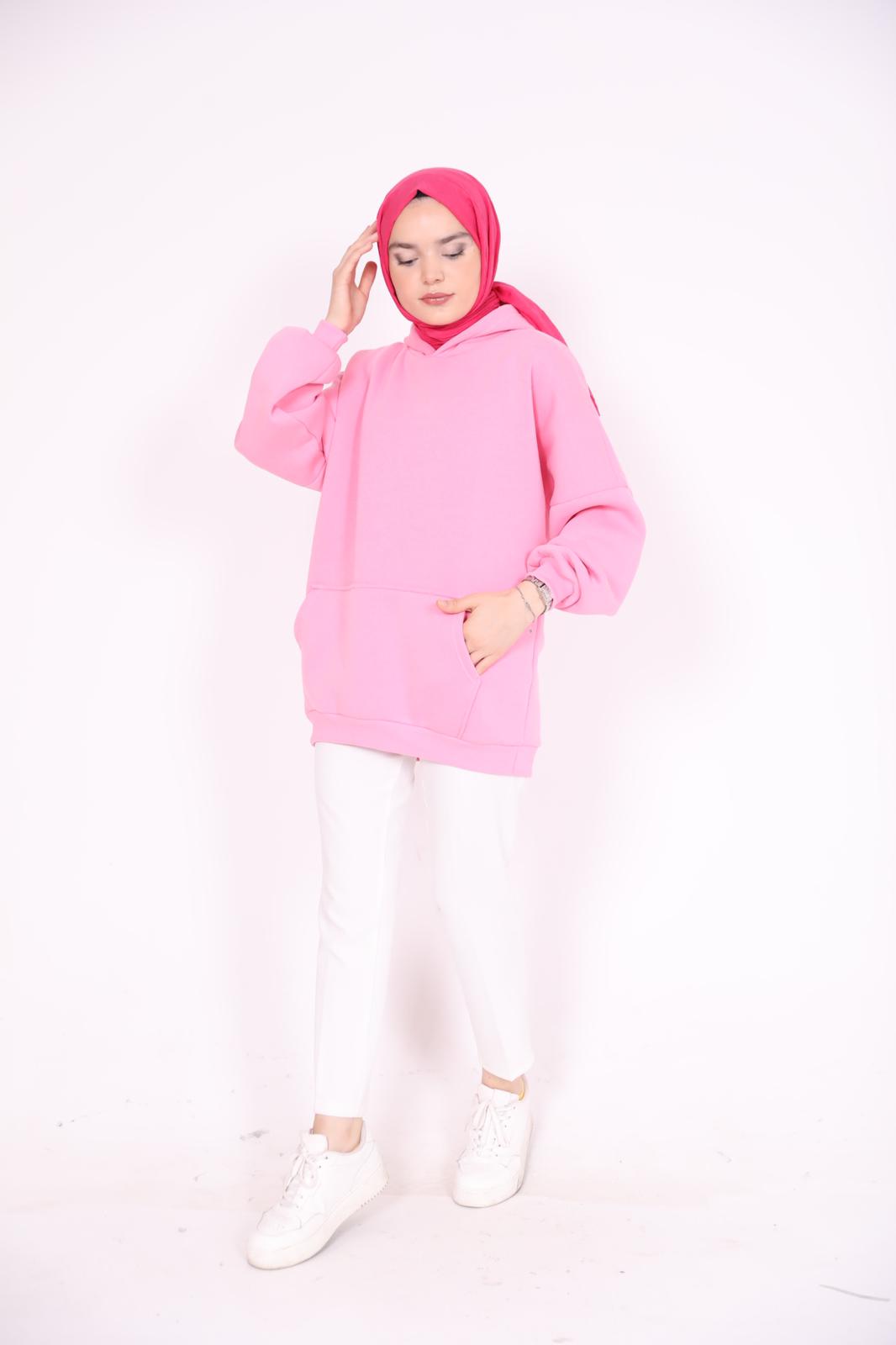 Three Thread Kangaroo Pocket Sweat Pink