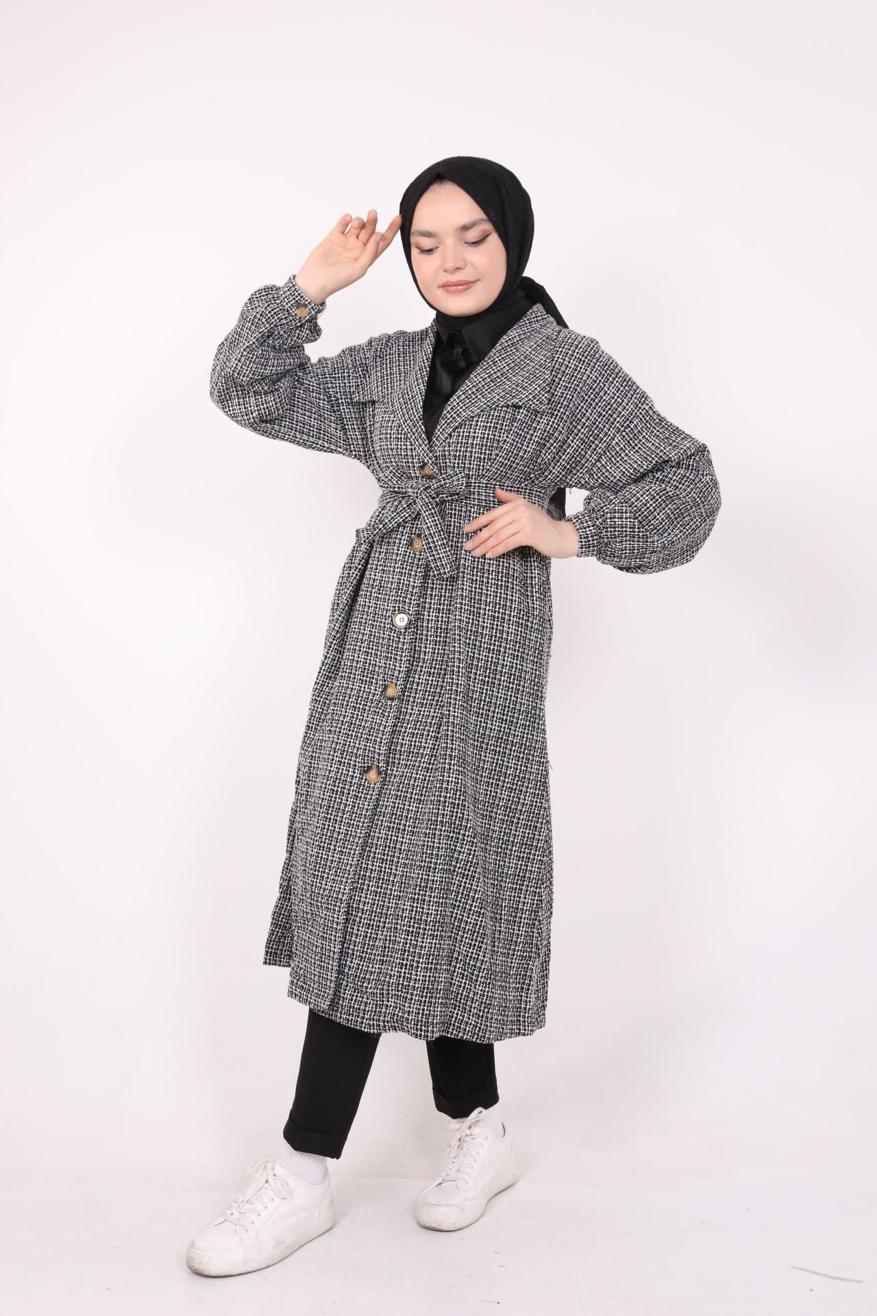 Şanel Fabric Lined Coat Black