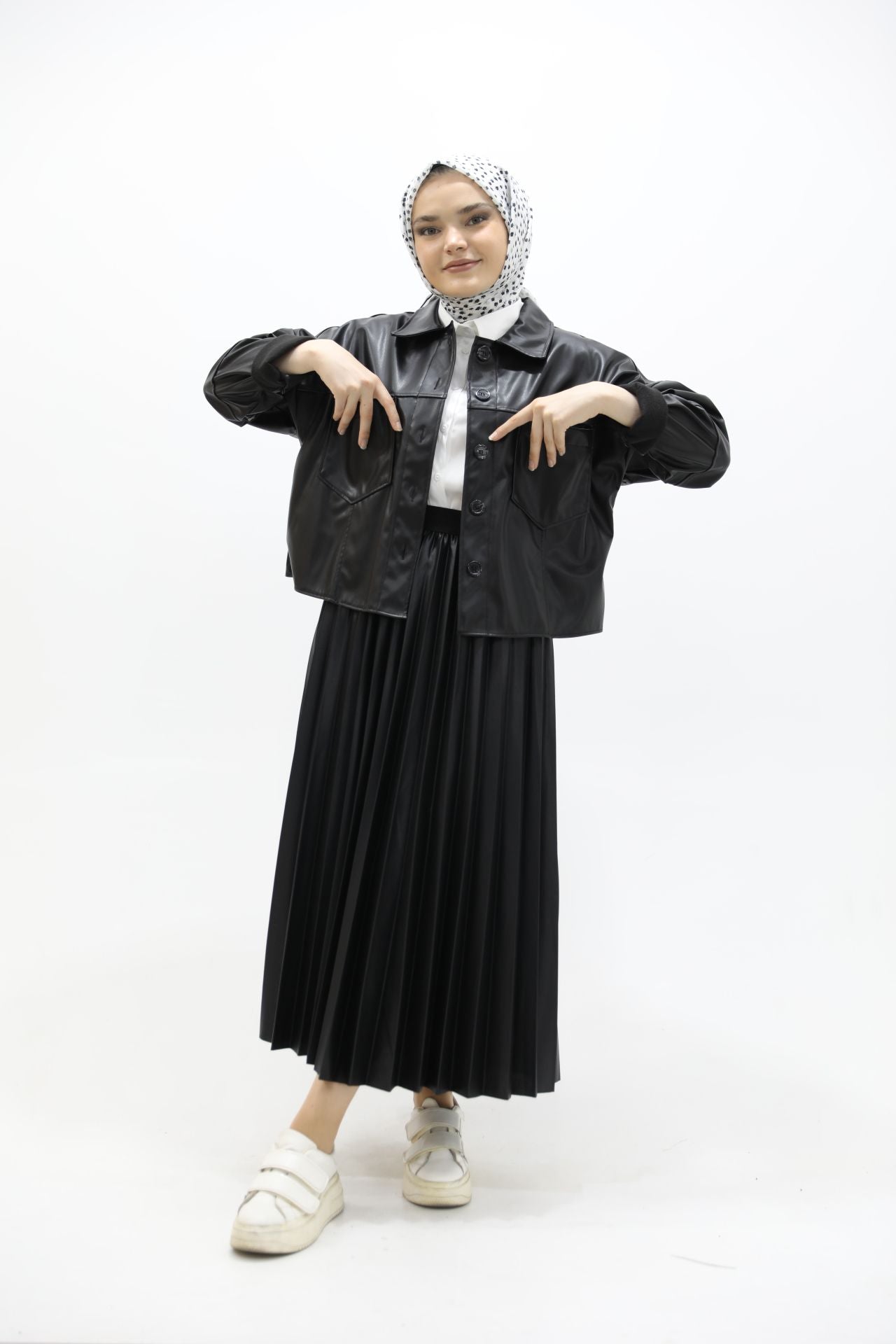 Short Leather Jacket Black