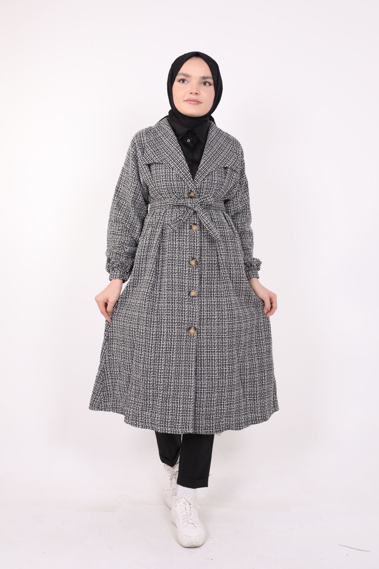 Şanel Fabric Lined Coat Black