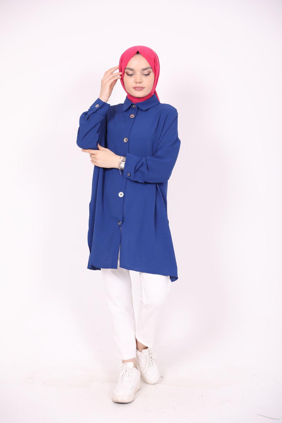 Wide Buttoned Ayrobin Shirt Blue
