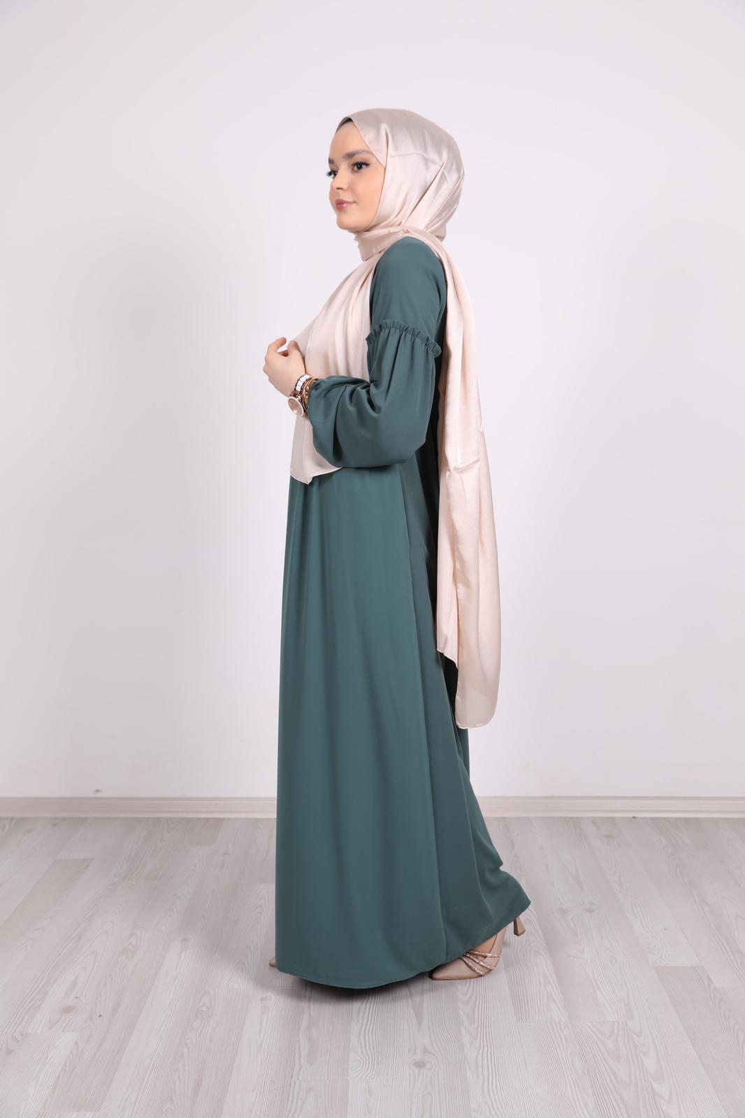 Ruffle Detailed Abaya Green
