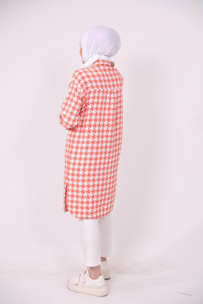Houndstooth Araboy Double Pocket Shirt Orange