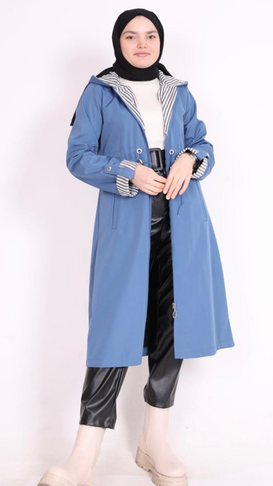 Striped Trench Blue