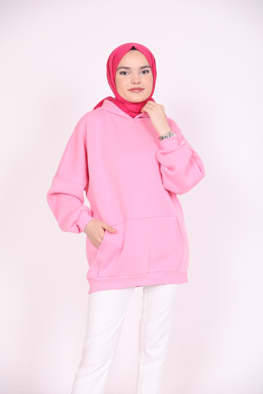 Three Thread Kangaroo Pocket Sweat Pink