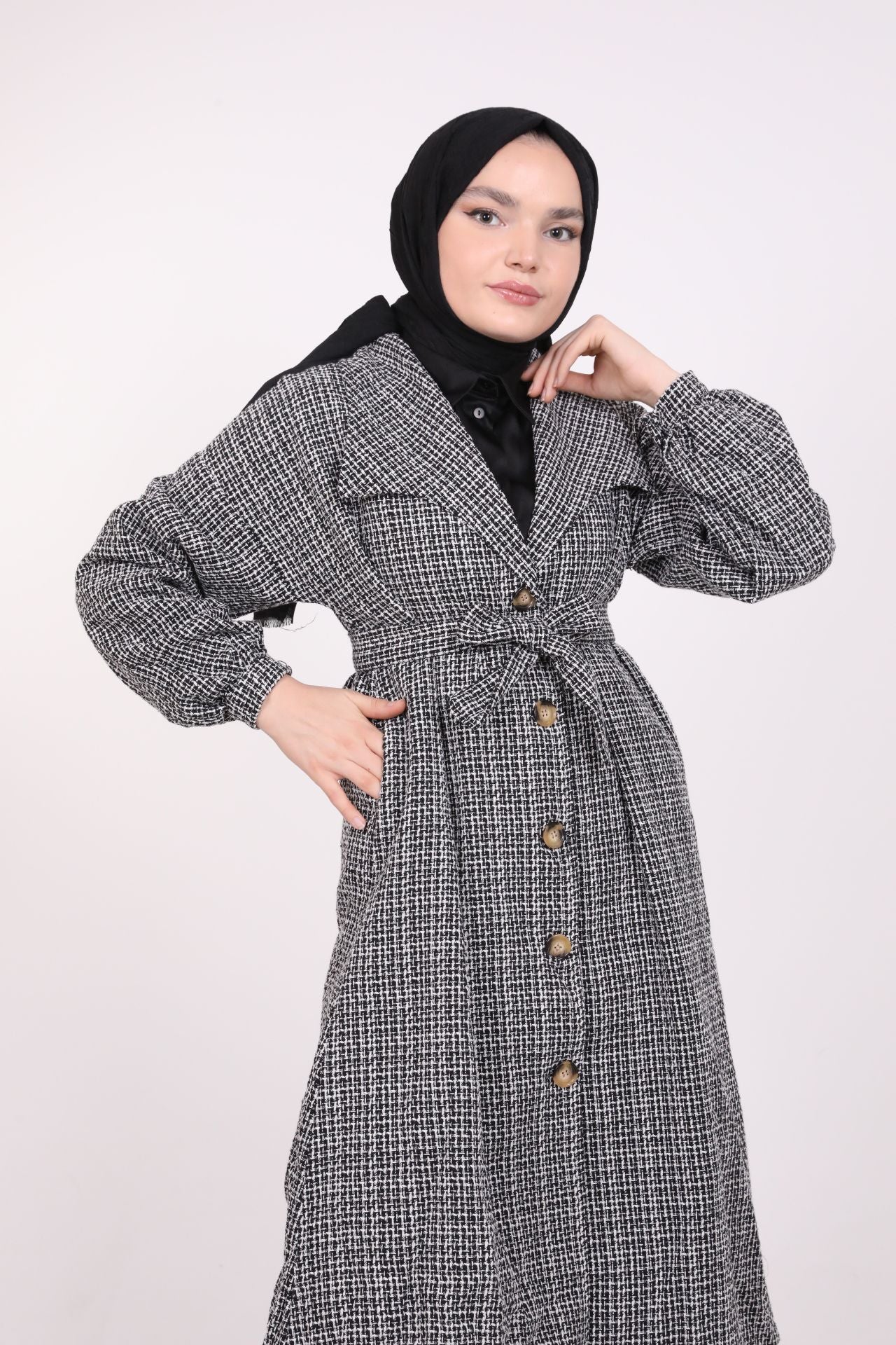 Şanel Fabric Lined Coat Black
