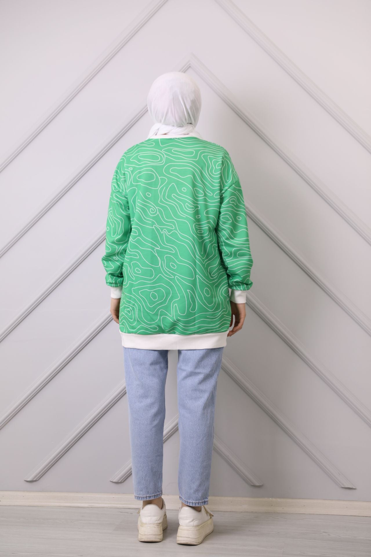 Ribbed Patterned Sweat Green