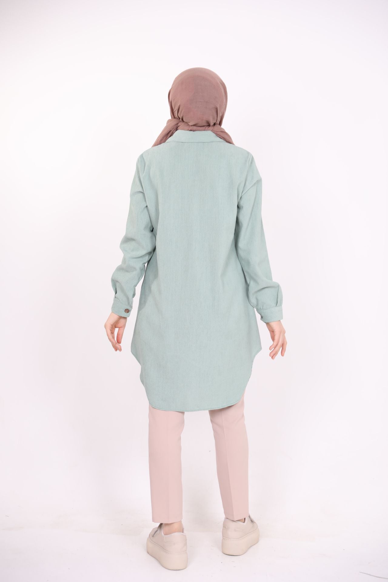 Velvet Shirt with Pockets Water Green