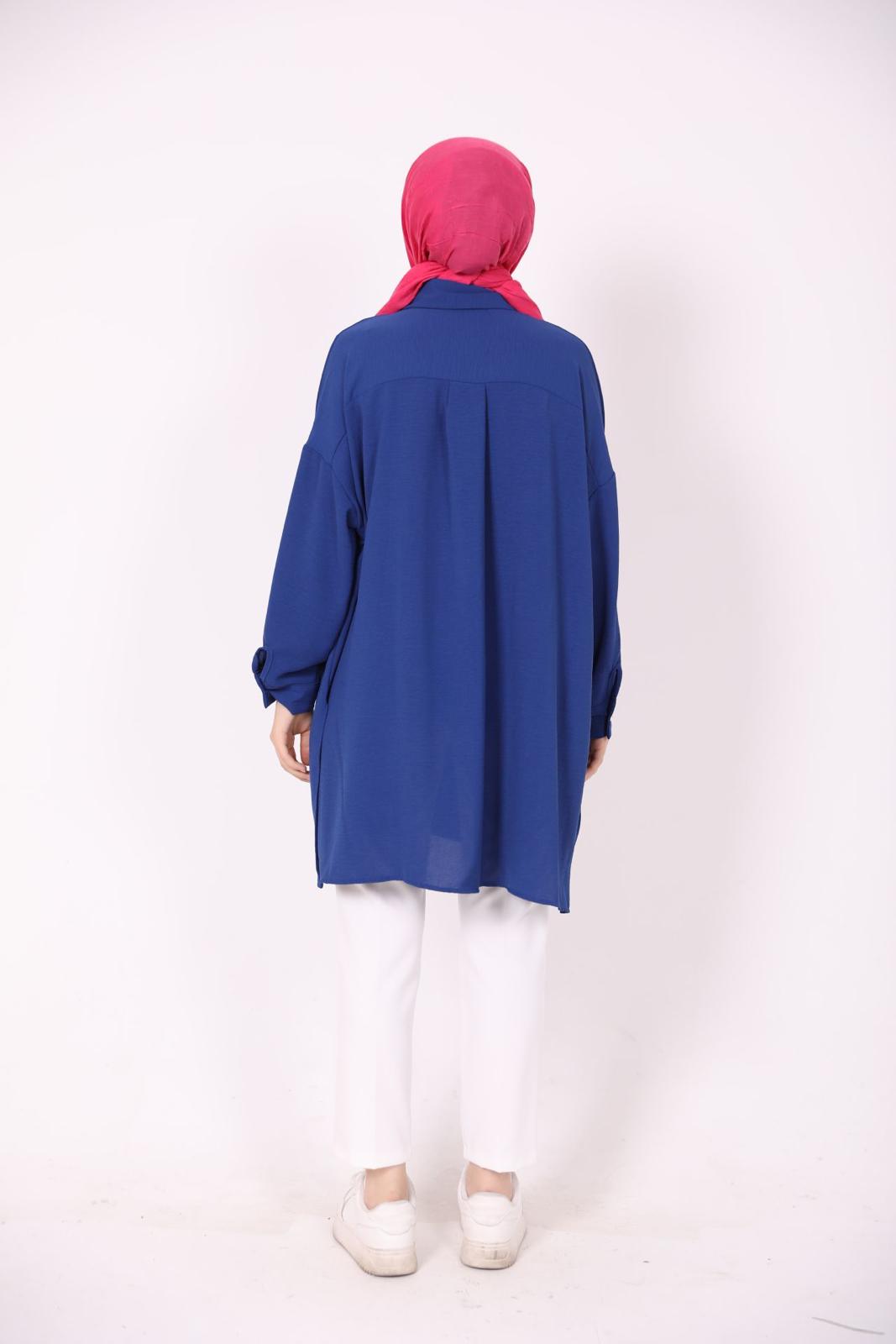 Wide Buttoned Ayrobin Shirt Blue