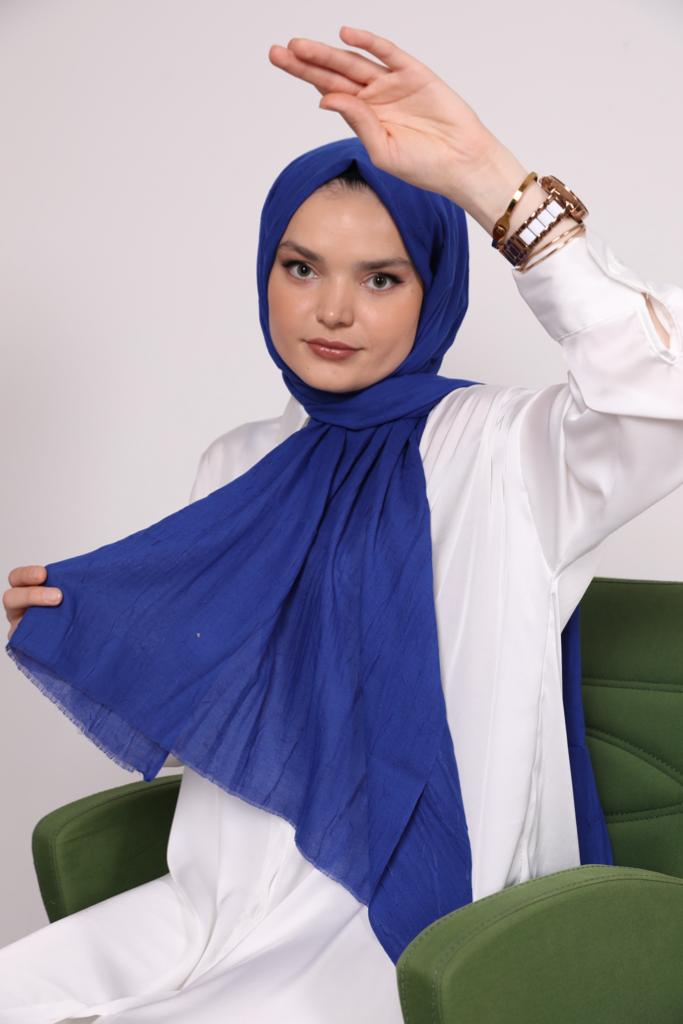 Bamboo Model Shawl Saks Blue