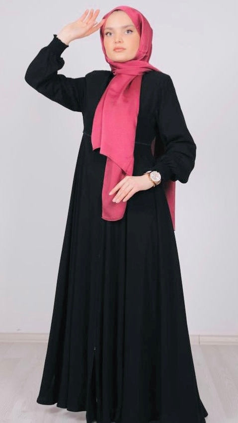 Guipure Detailed Abaya Black
