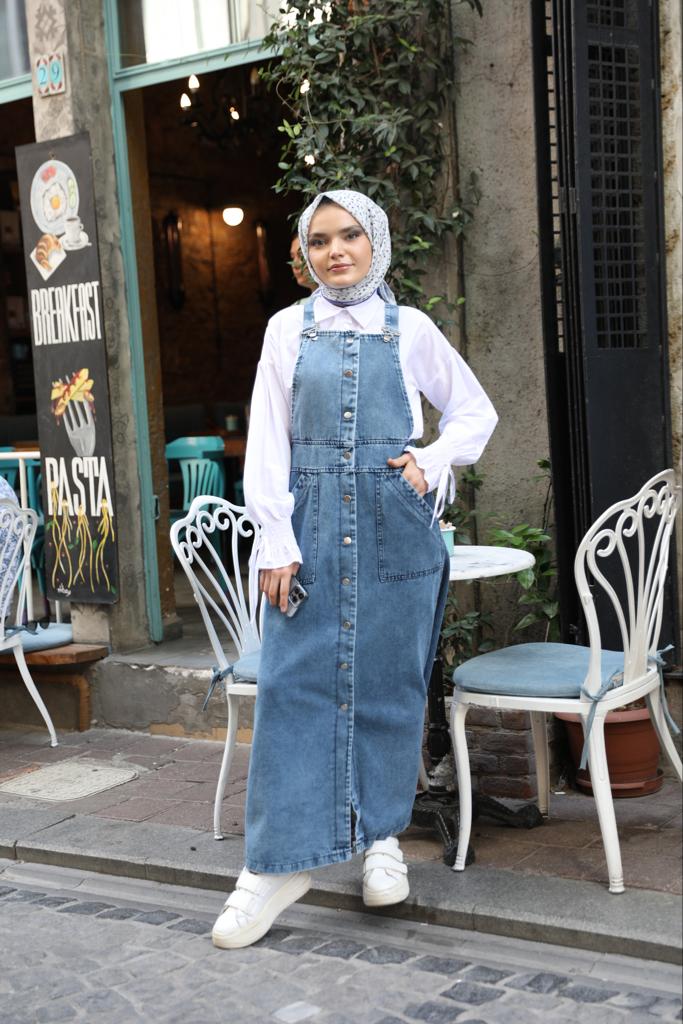 Buttoned Denim Slopet Blue