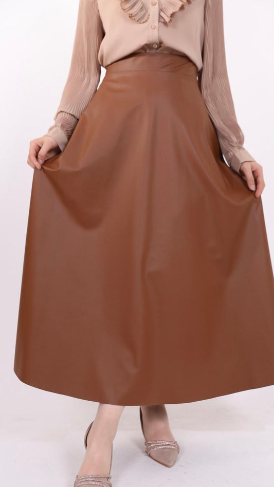 Kiloş Leather Skirt Tan