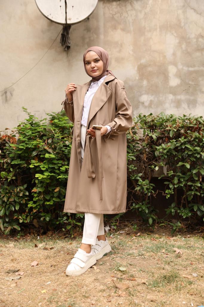 Oversized Trench Mink with Tied Sleeves
