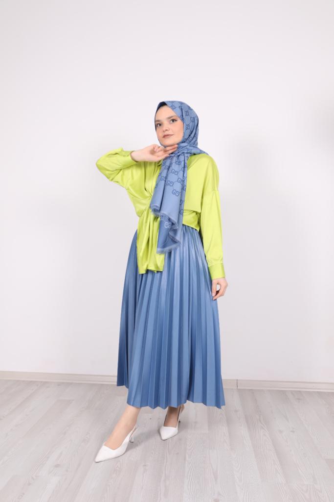 Solid Color Satin Shirt Pistachio Green