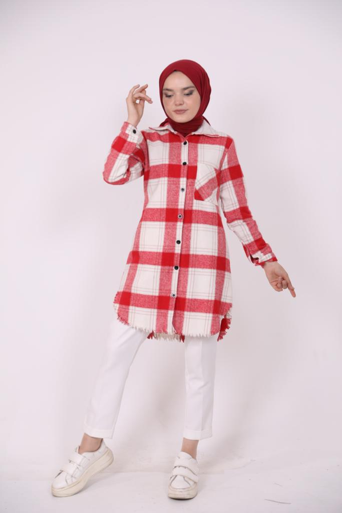 Square Pattern Lumberjack Shirt Red