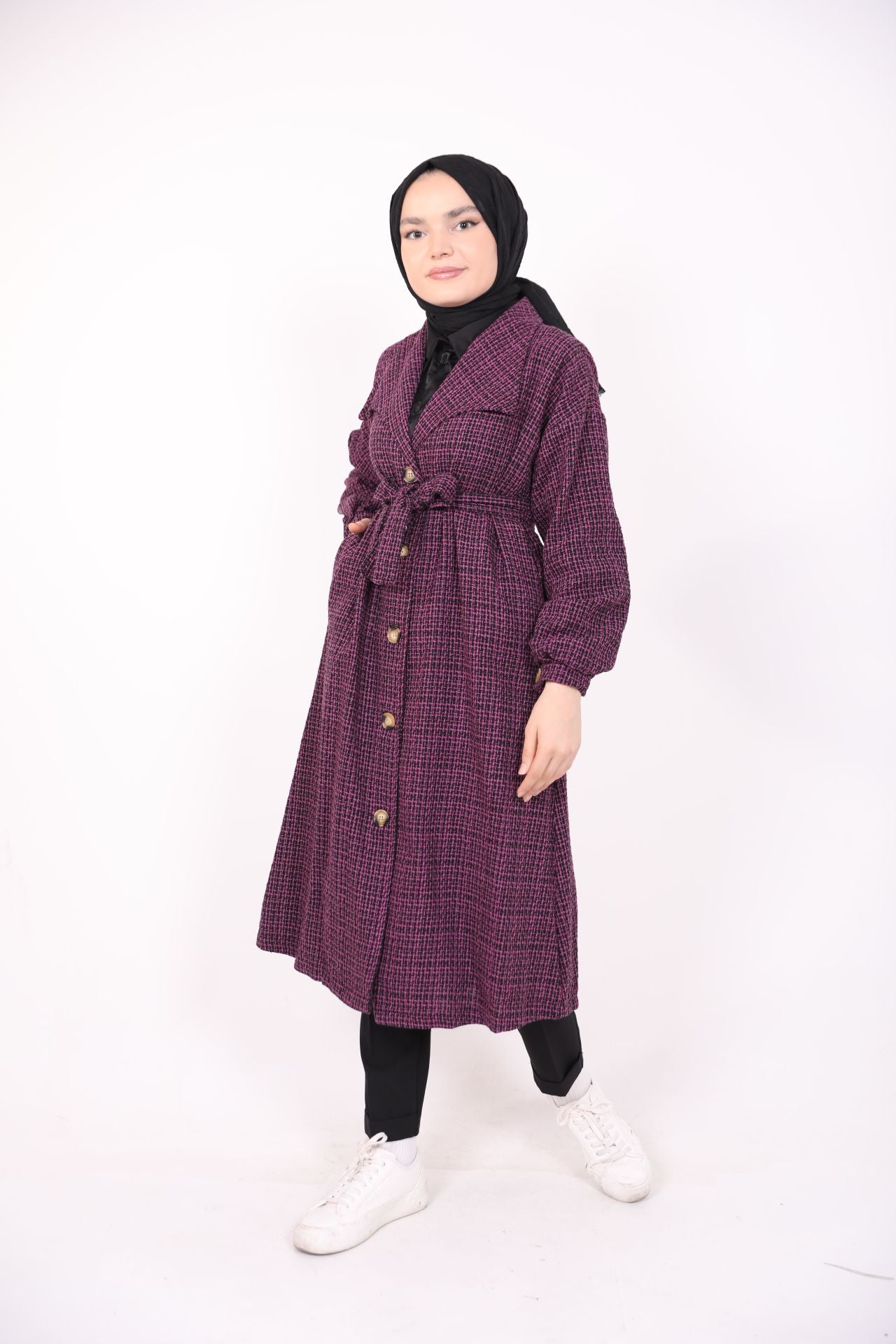 Şanel Fabric Lined Coat Purple