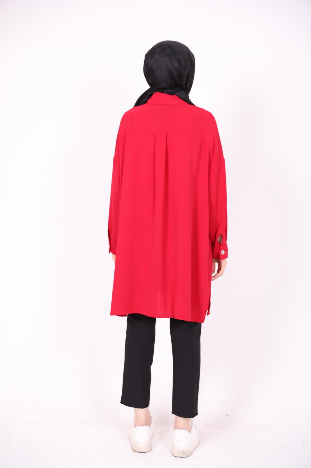 Wide Buttoned Ayrobin Shirt Red