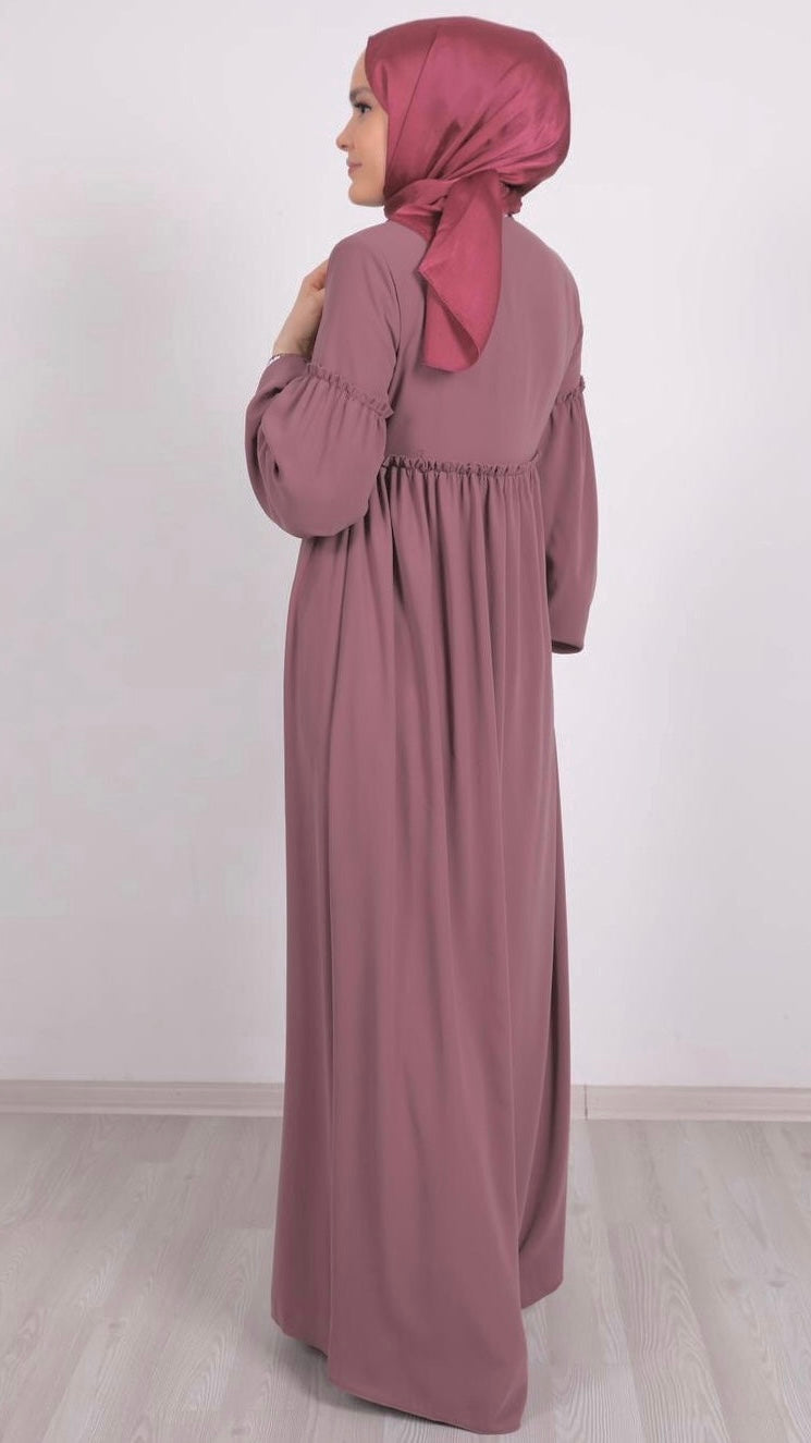 Ruffle Detailed Abaya Dusty Rose