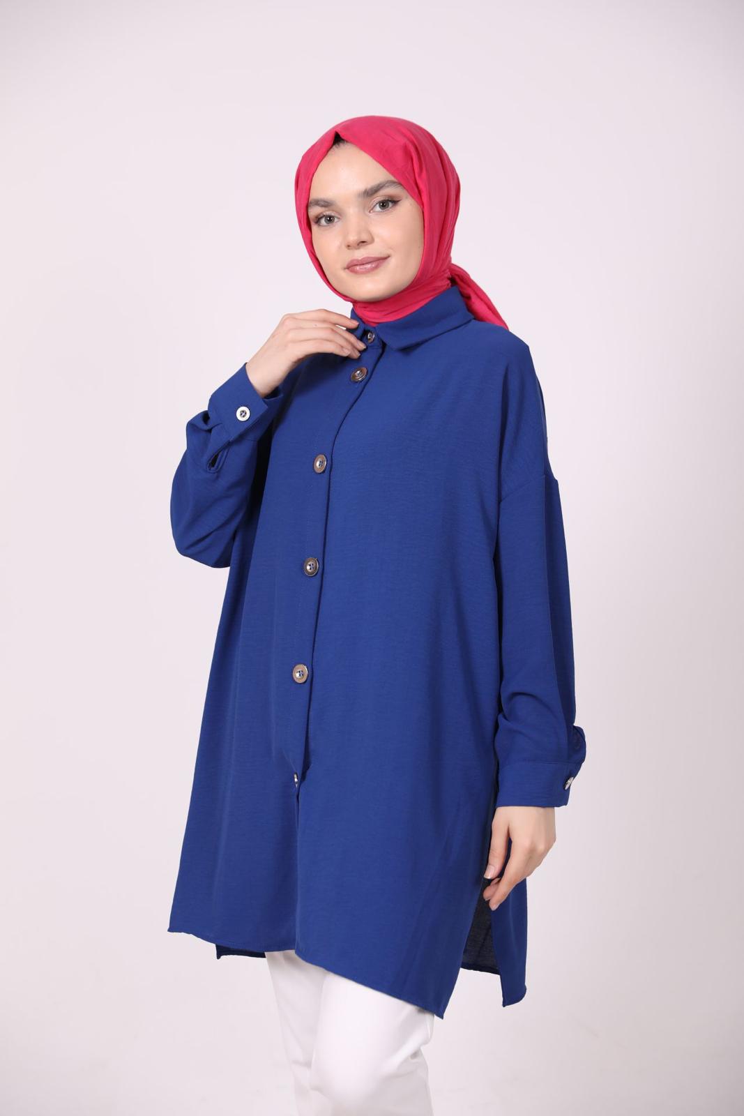 Wide Buttoned Ayrobin Shirt Blue