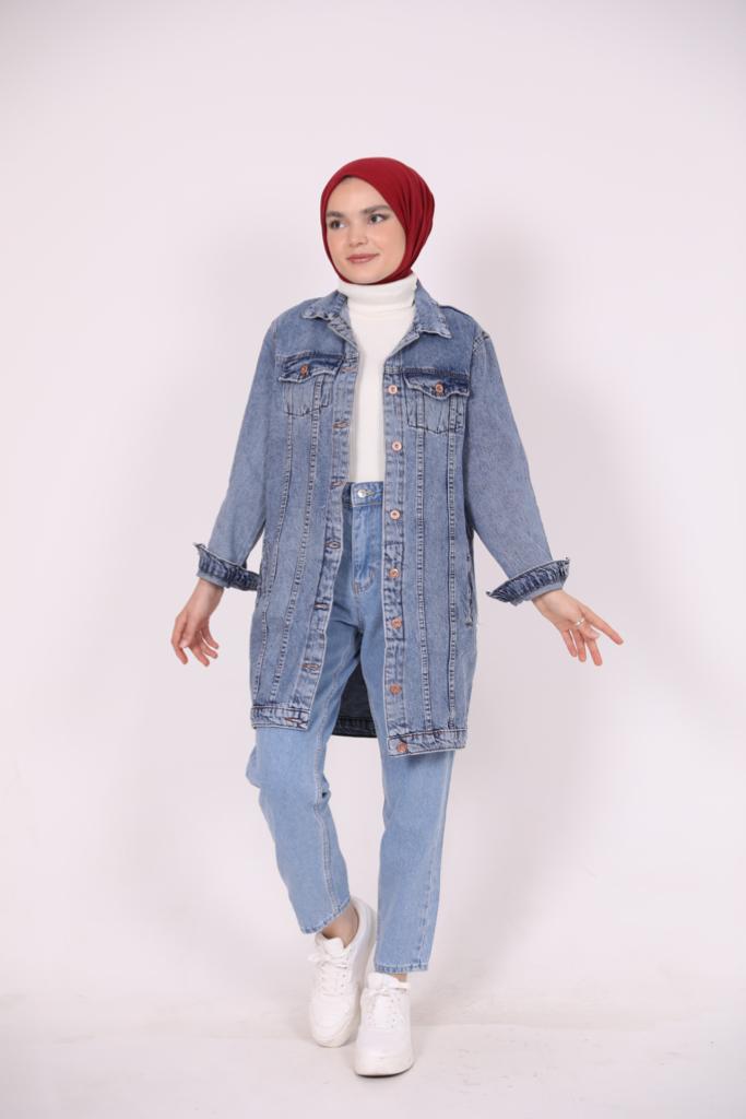 Buttoned Denim Jacket Blue