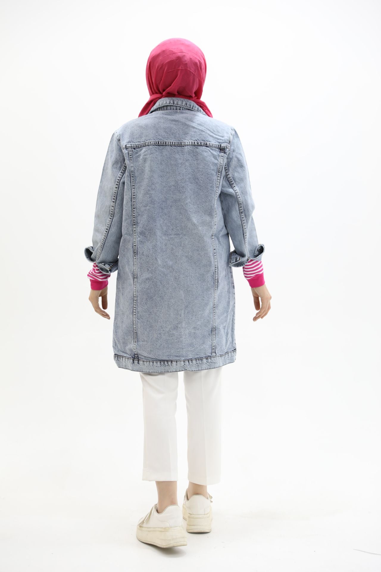 Stone Detailed Denim Jacket Blue