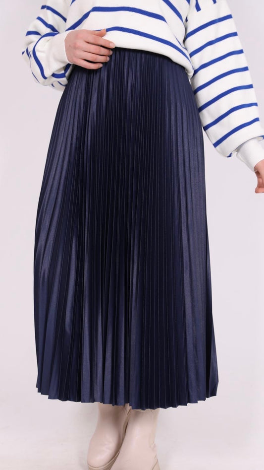 Pleated Skirt Navy Blue