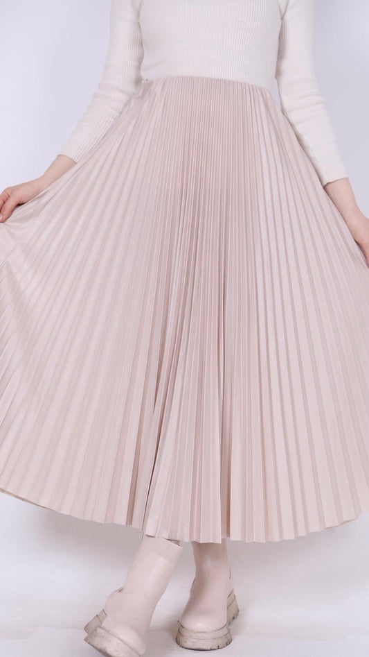 Pleated Skirt Beige