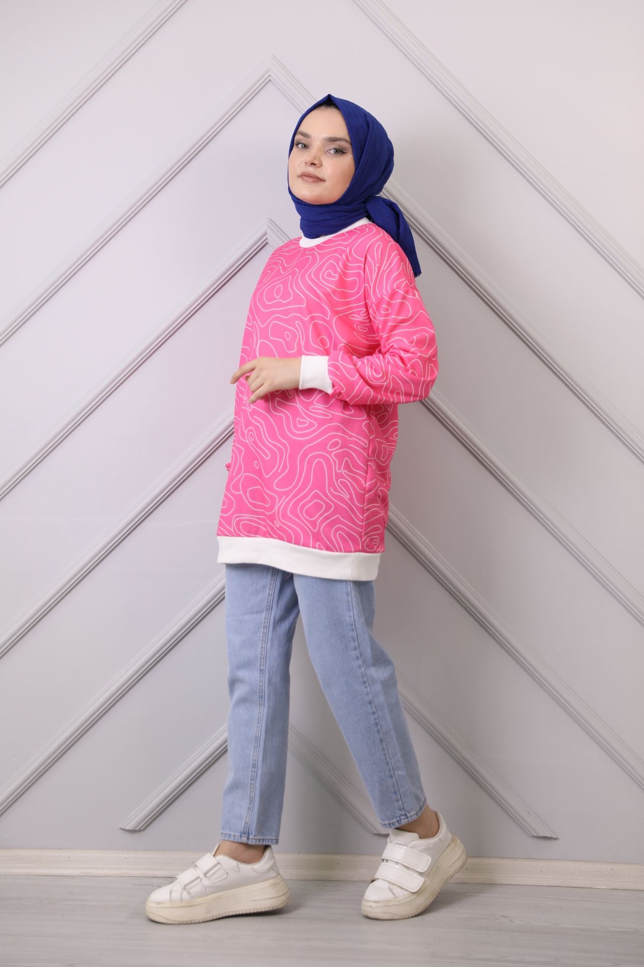 Ribbed Patterned Sweat Pink