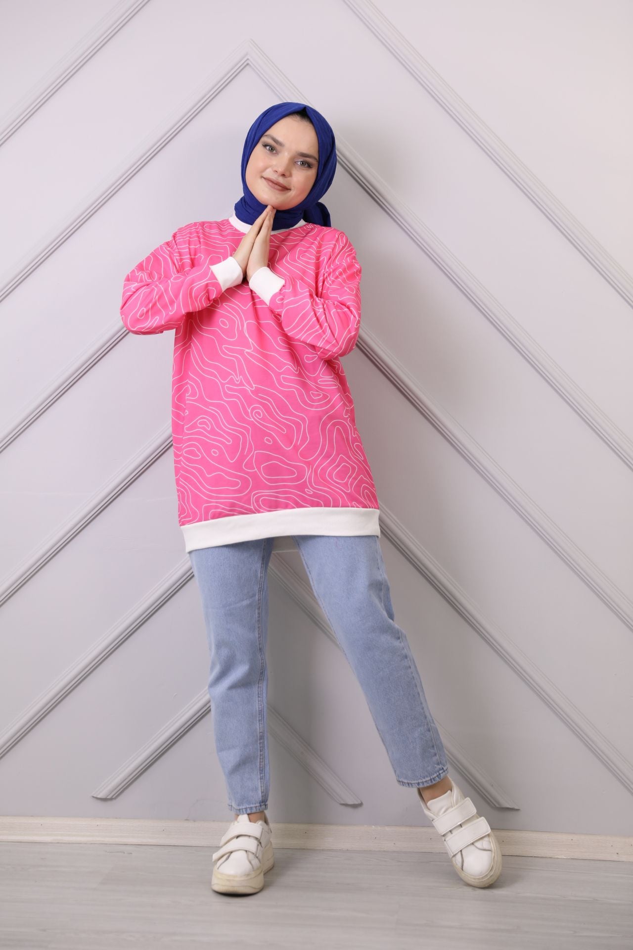 Ribbed Patterned Sweat Pink