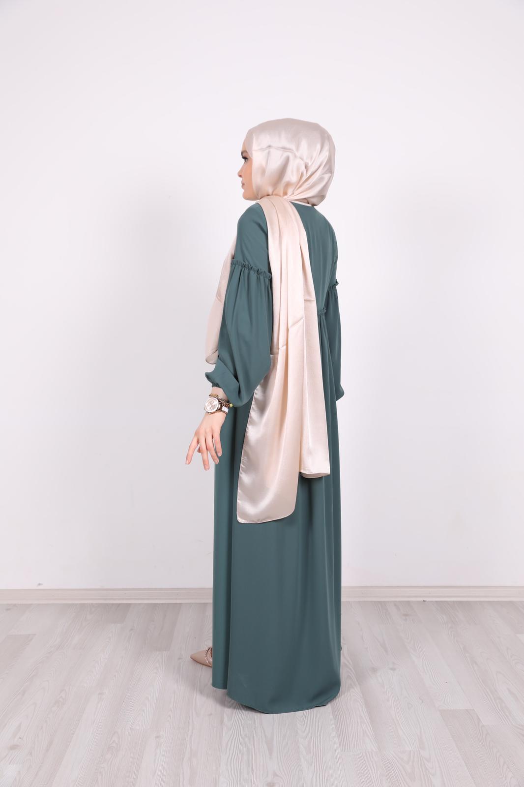 Ruffle Detailed Abaya Green