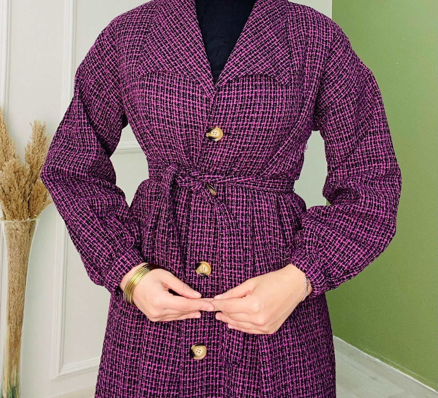 Şanel Fabric Lined Coat Purple