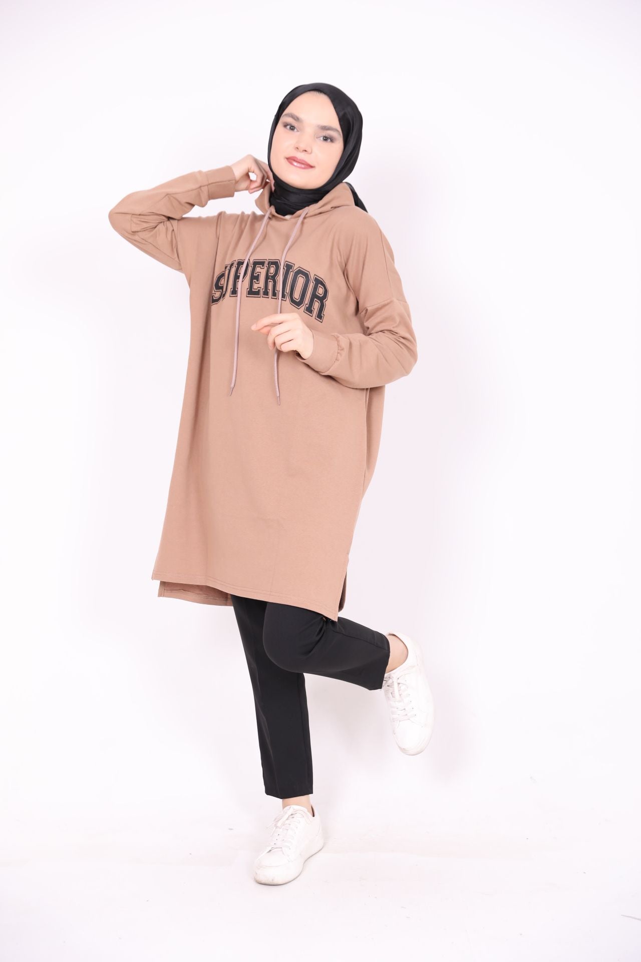 Superior Baskılı Sweat Camel
