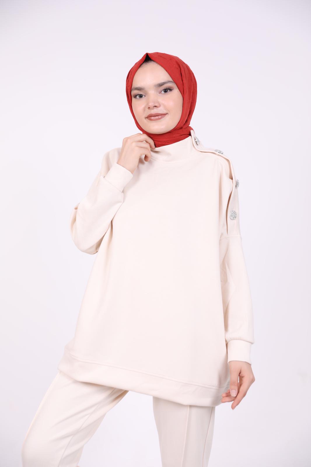 Double Suit with Stones Beige