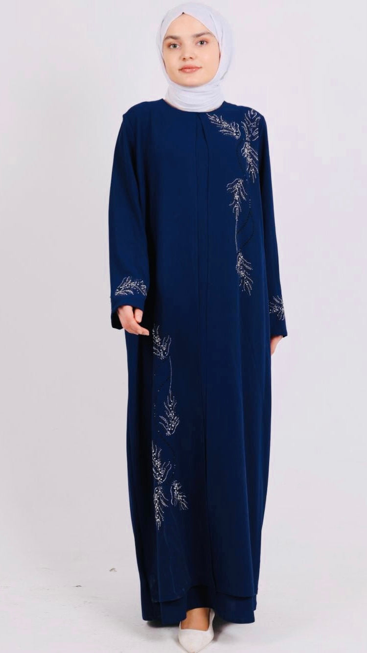 Tam Pelerinli Anne Model Elbise Lacivert