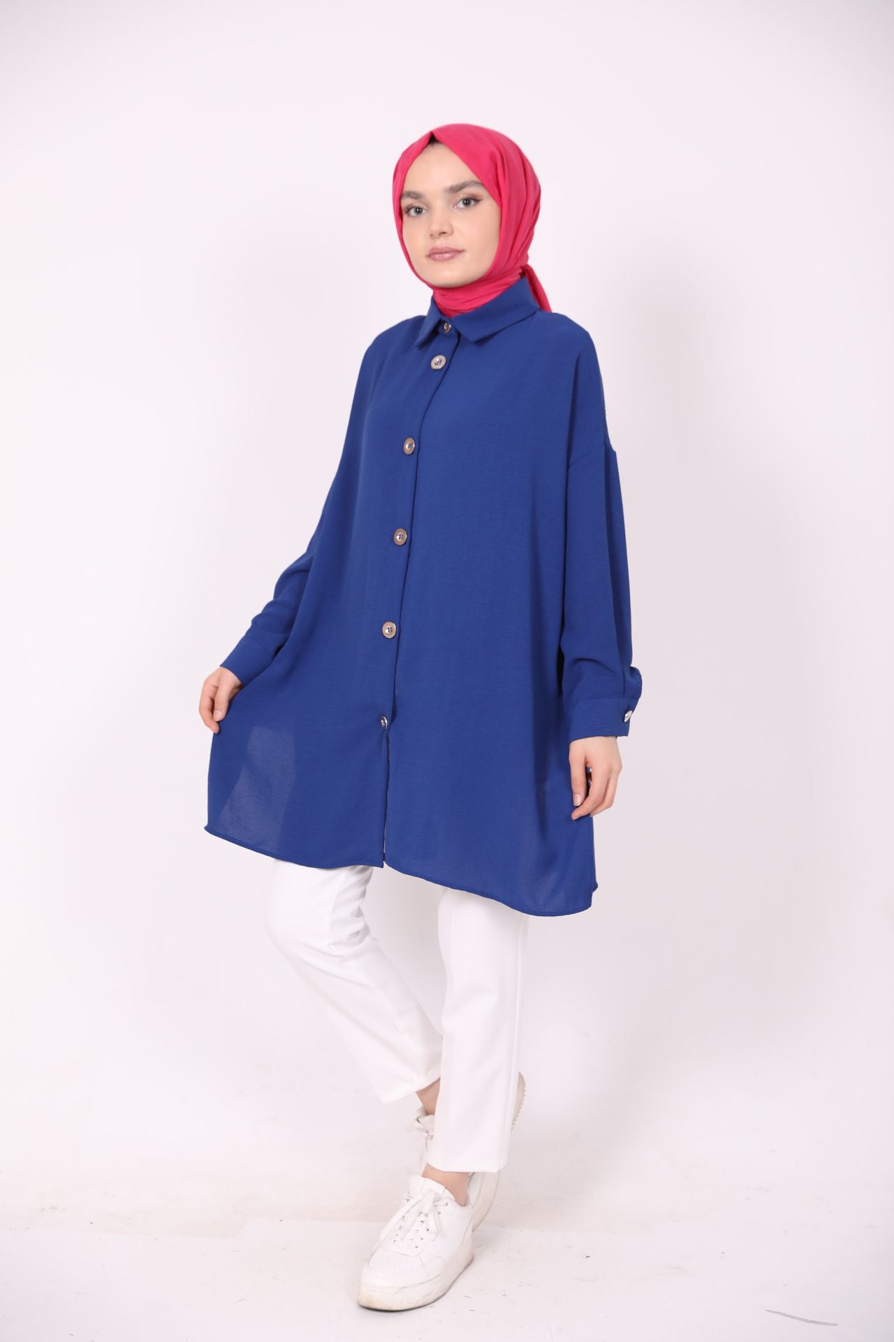 Wide Buttoned Ayrobin Shirt Blue