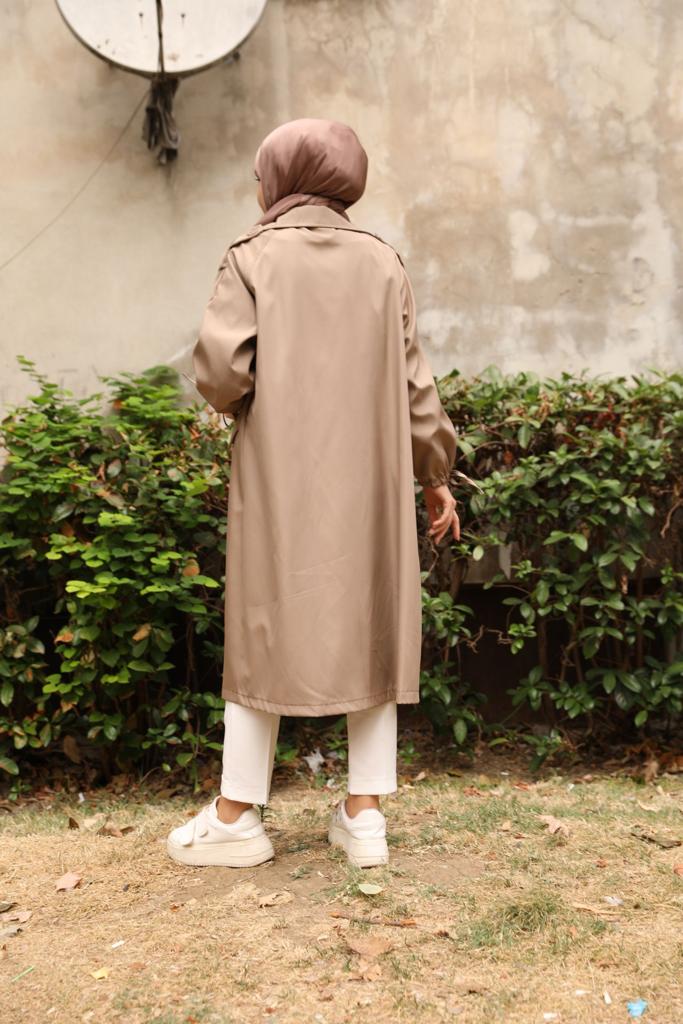Oversized Trench Mink with Tied Sleeves