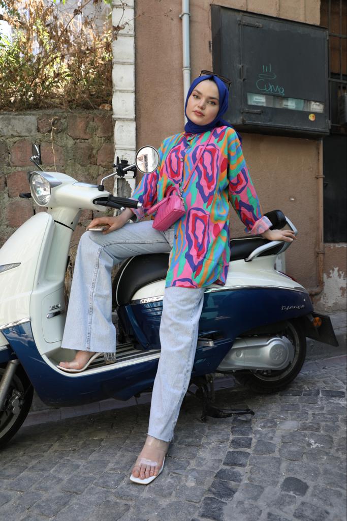 Colorful Striped Shirt Pink