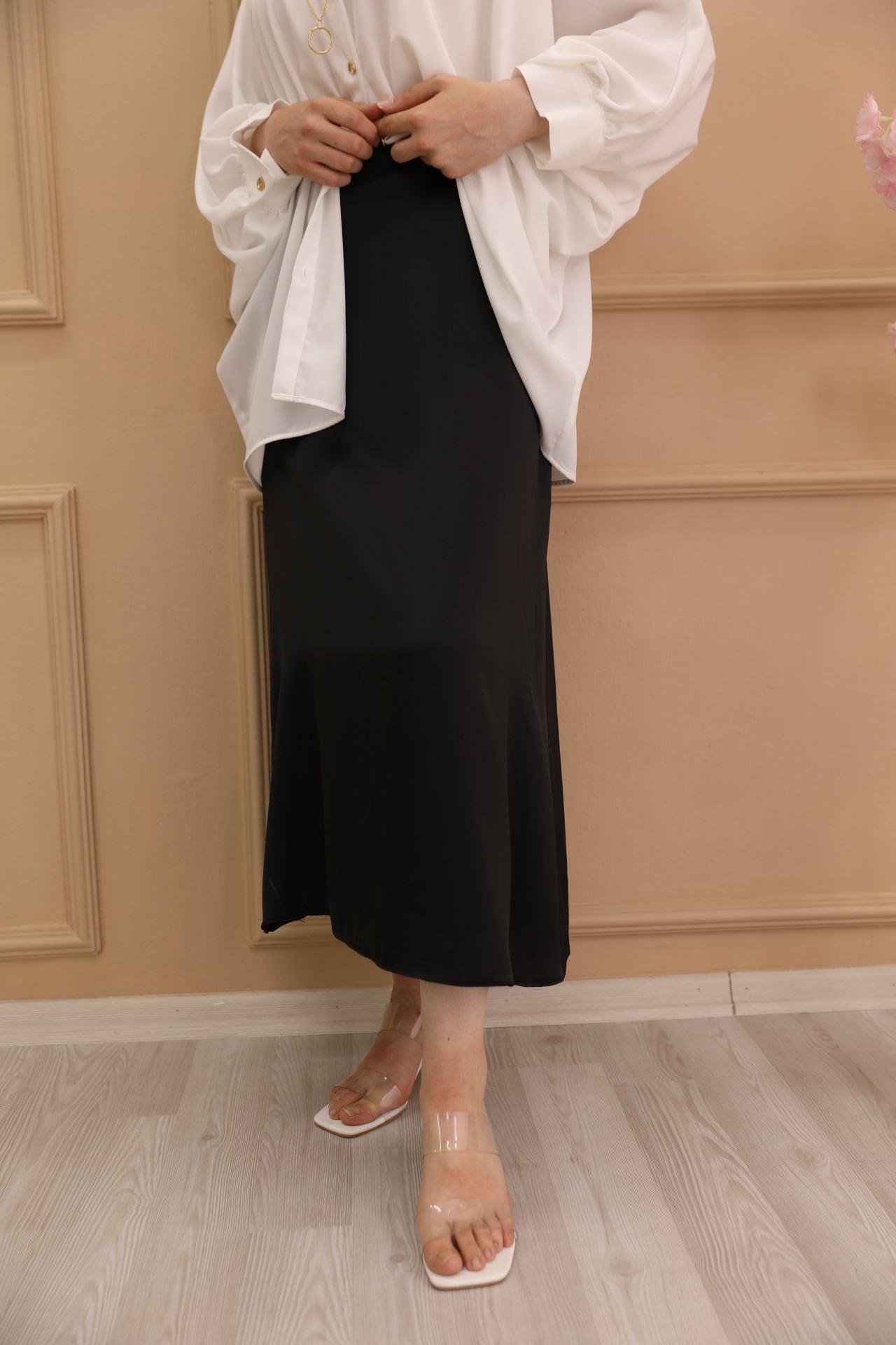 Satin Skirt Black