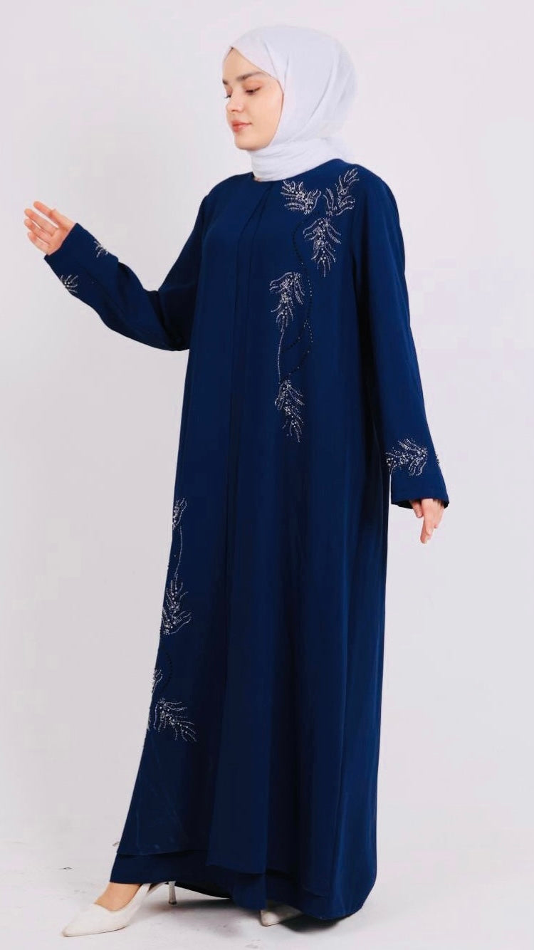 Tam Pelerinli Anne Model Elbise Lacivert