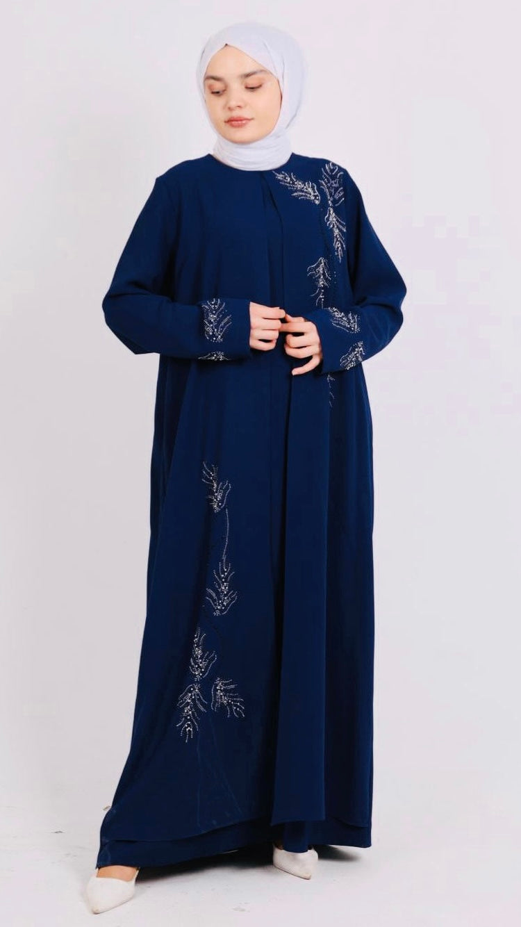 Tam Pelerinli Anne Model Elbise Lacivert