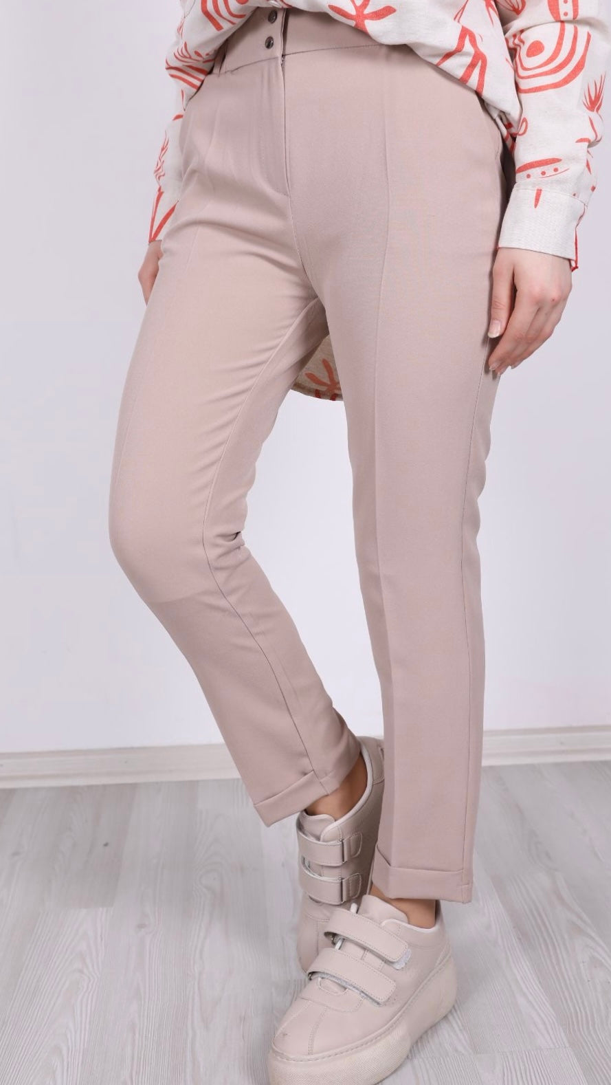 Double Paça Klasik Pantolon Bej