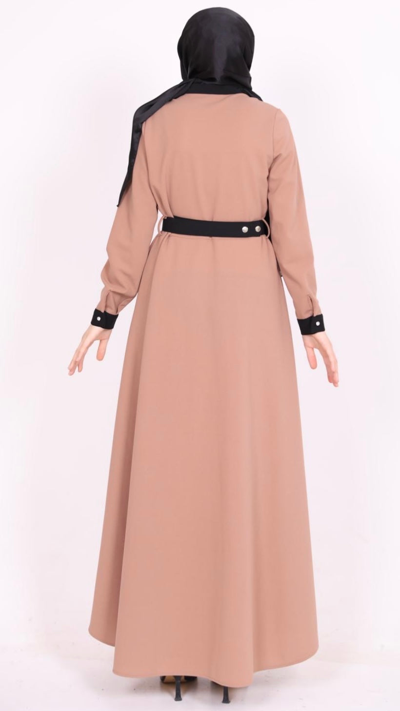 Rose Bronze Belted Dress Camel