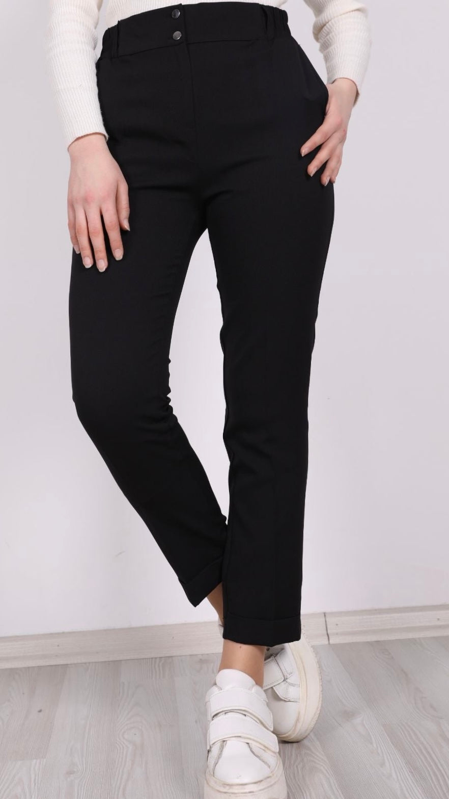 Double Paça Klasik Pantolon Siyah