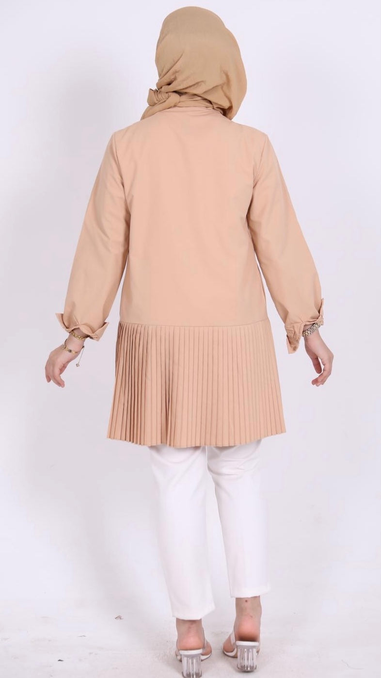 Eteği Piliseli Tunik Camel